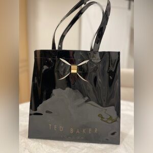 TED BAKER Large Black Plastic Tote w Bow